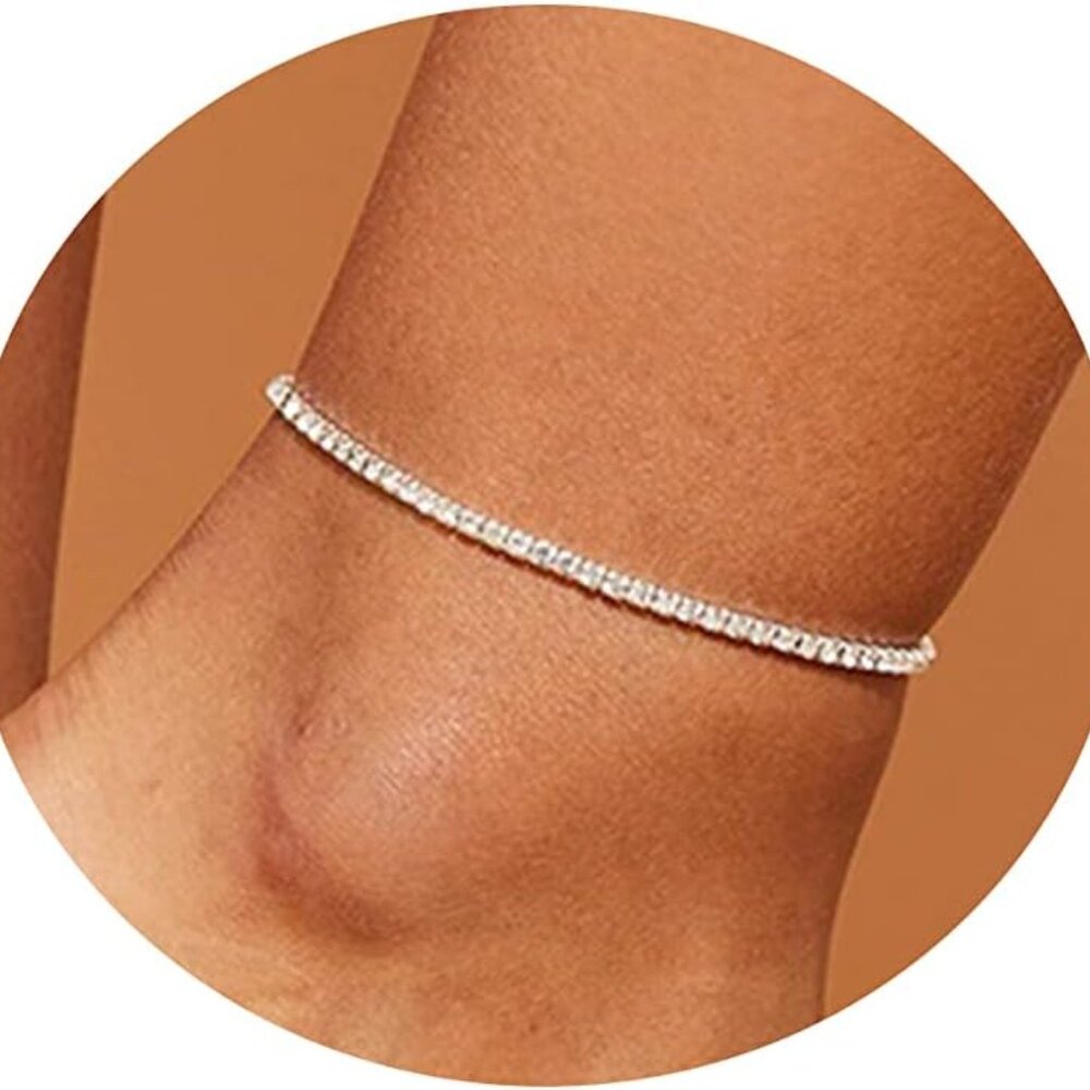 Ankle Bracelets for Women 18K Gold Plated Dainty Layering Anklets for Women Laye